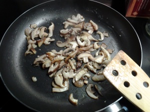Shiitake and button mushrooms